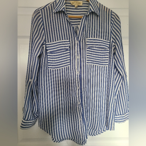 SWEET WANDERER Blue/White Striped Shirt - Picture 1 of 4
